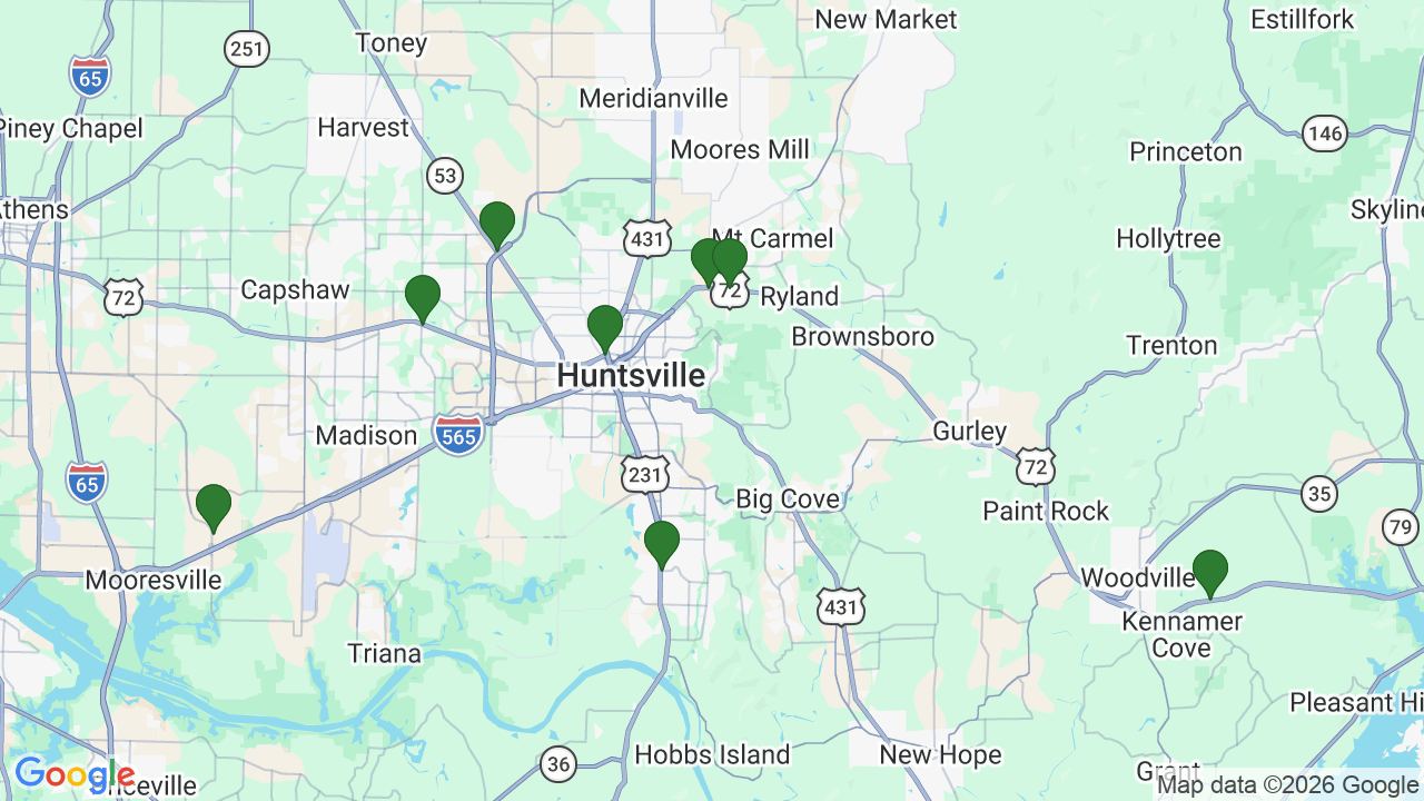Map of E85 stations in Huntsville, AL