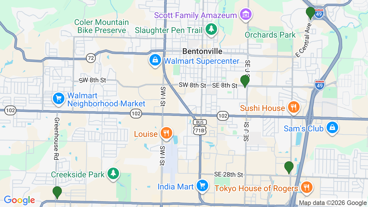 Map of E85 stations in Bentonville, AR