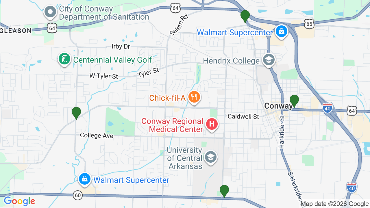 Map of E85 stations in Conway, AR