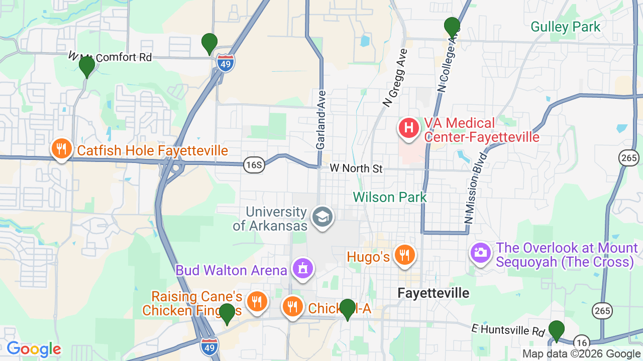 Map of E85 stations in Fayetteville, AR