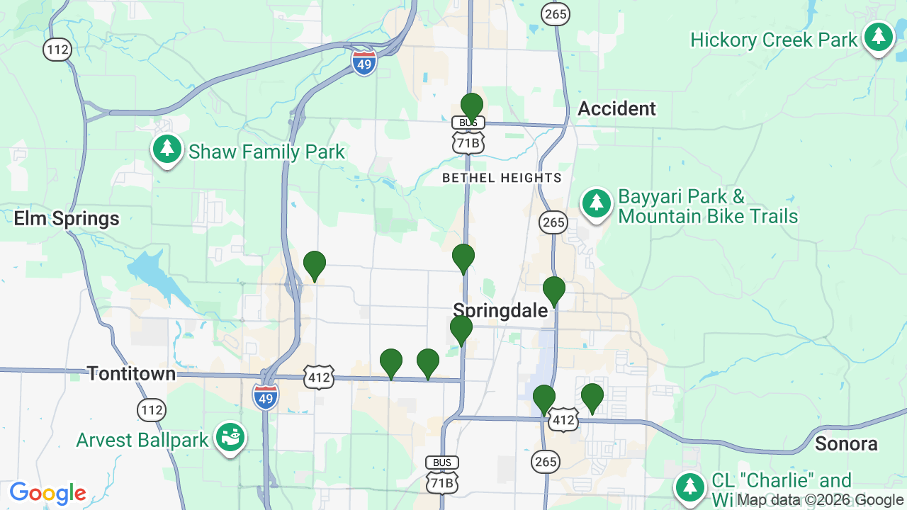 Map of E85 stations in Springdale, AR