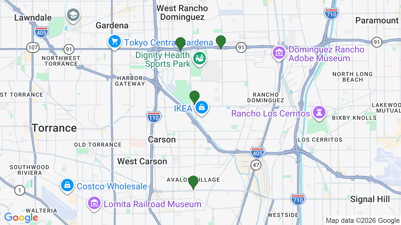 Map of E85 stations in Carson, CA
