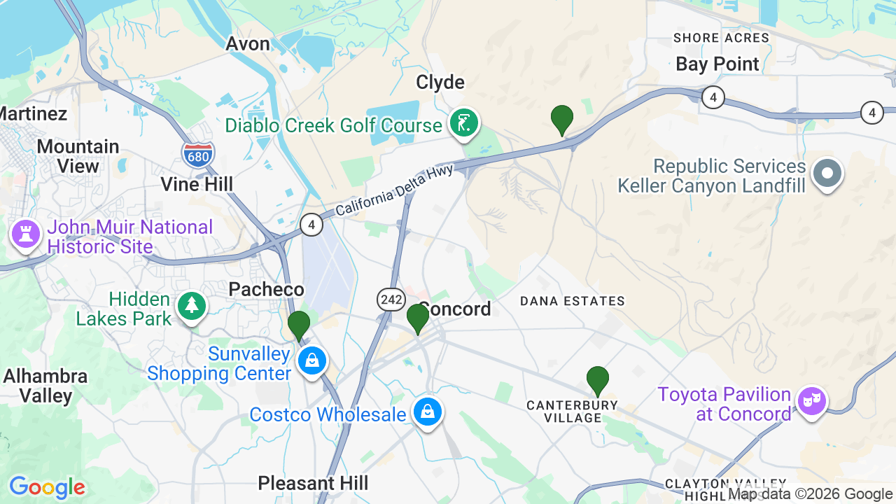 Map of E85 stations in Concord, CA