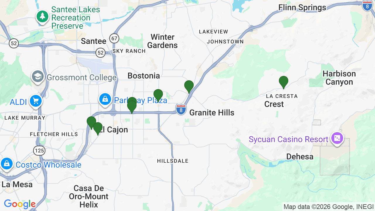 Map of E85 stations in El Cajon, CA