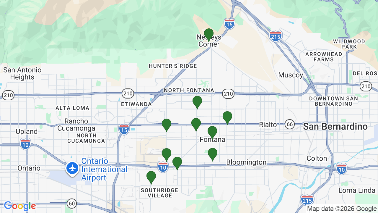 Map of E85 stations in Fontana, CA