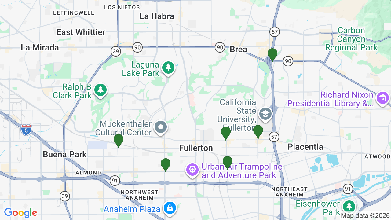 Map of E85 stations in Fullerton, CA