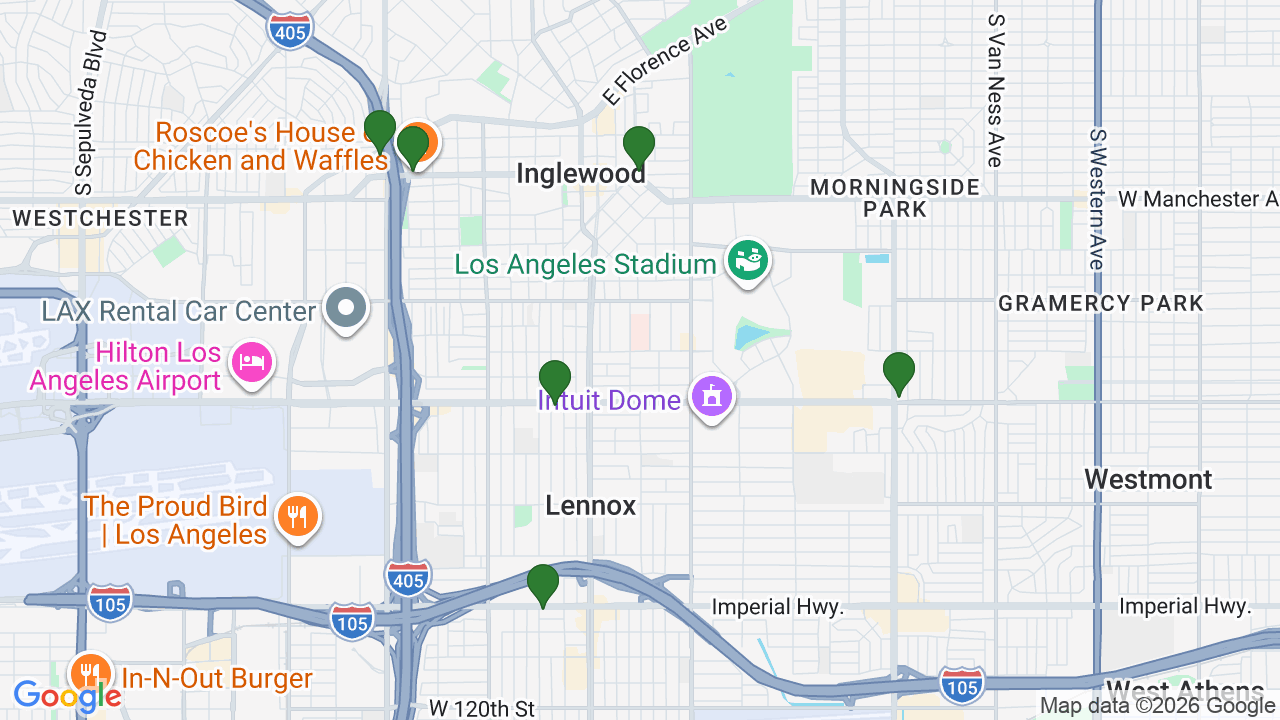 Map of E85 stations in Inglewood, CA