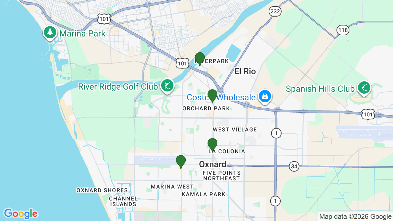 Map of E85 stations in Oxnard, CA