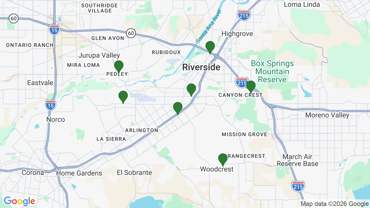 Map of E85 stations in Riverside, CA