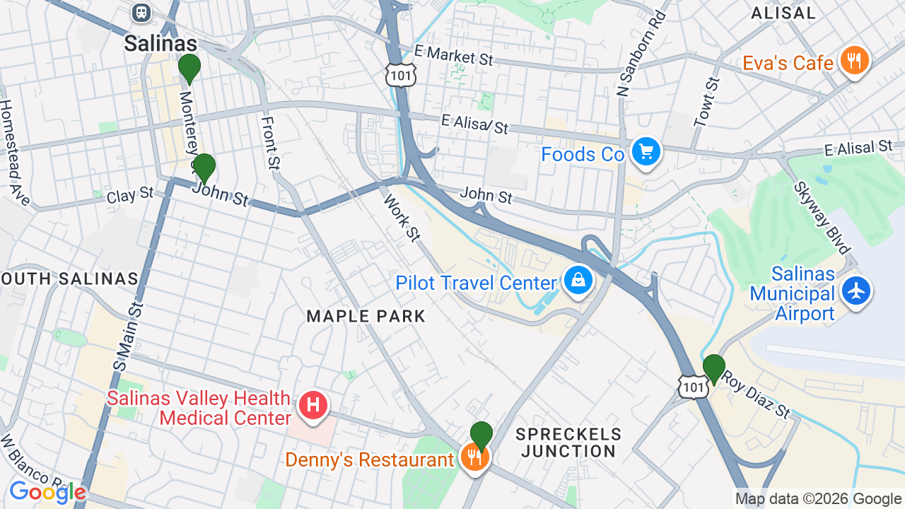 Map of E85 stations in Salinas, CA