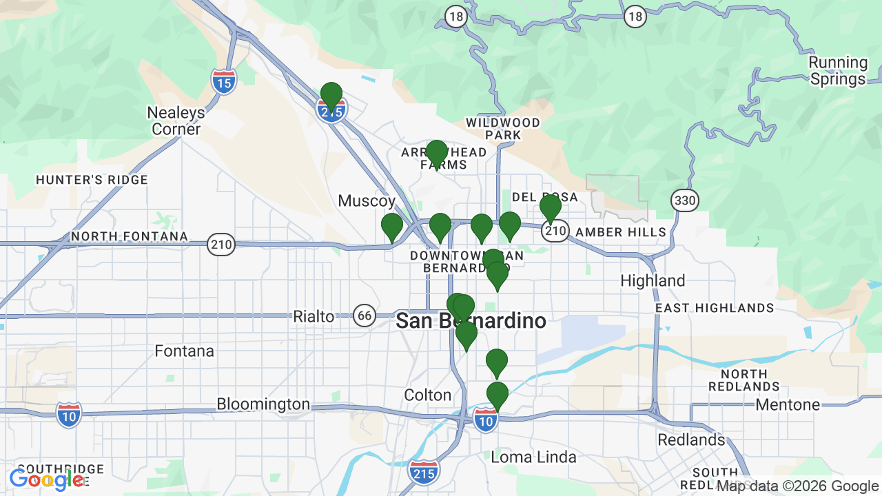 Map of E85 stations in San Bernardino, CA