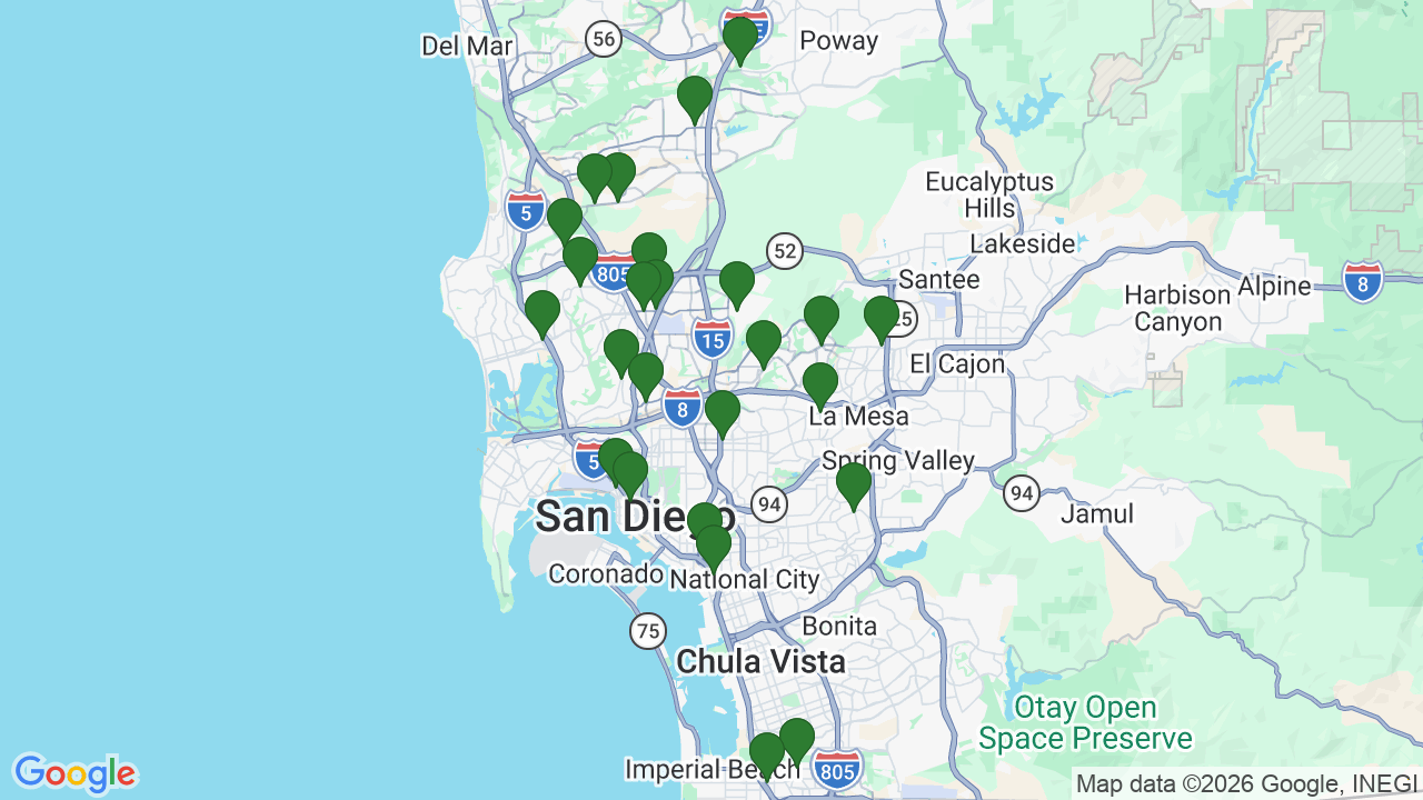 Map of E85 stations in San Diego, CA