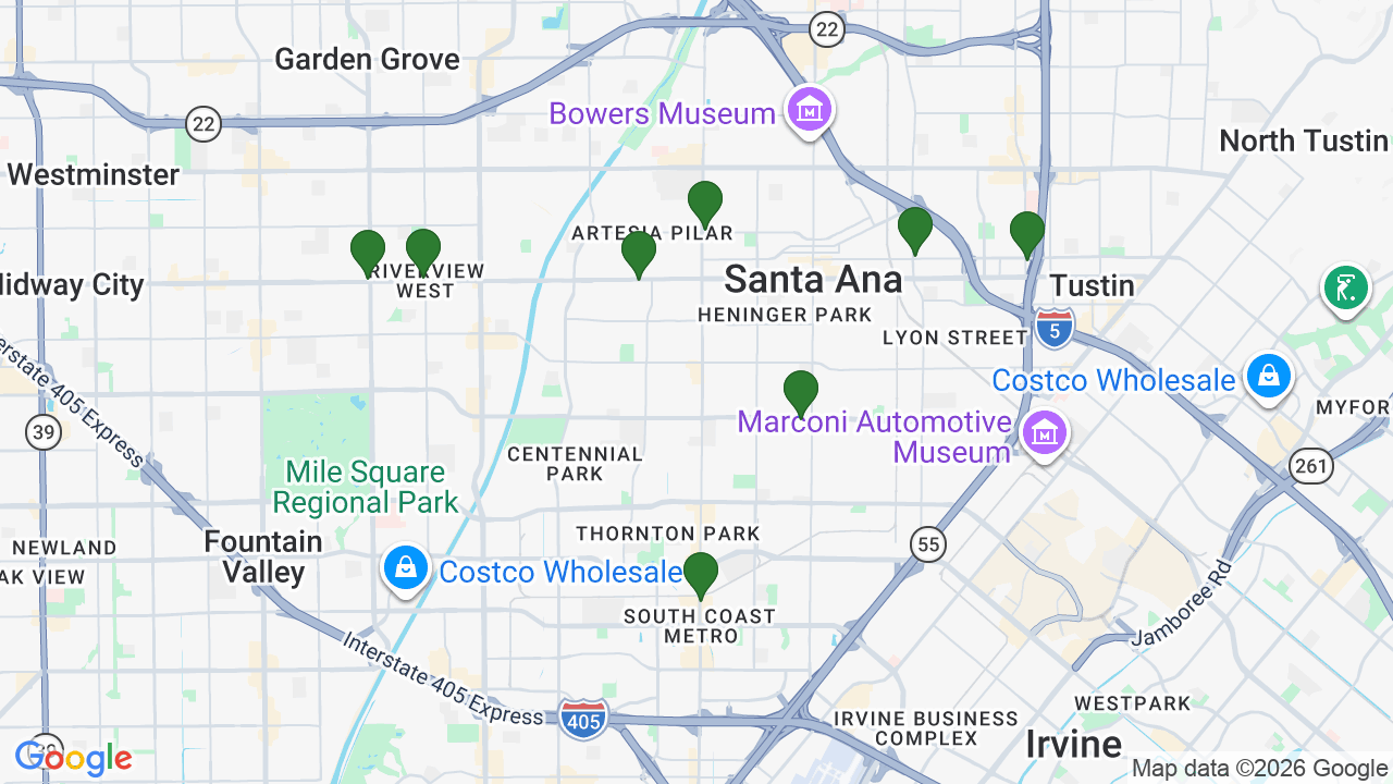 Map of E85 stations in Santa Ana, CA