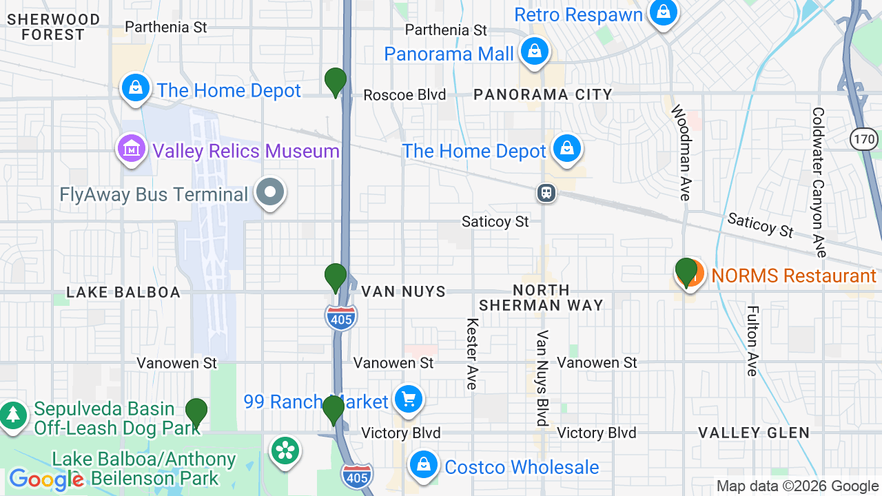 Map of E85 stations in Van Nuys, CA