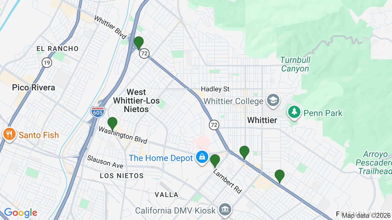 Map of E85 stations in Whittier, CA