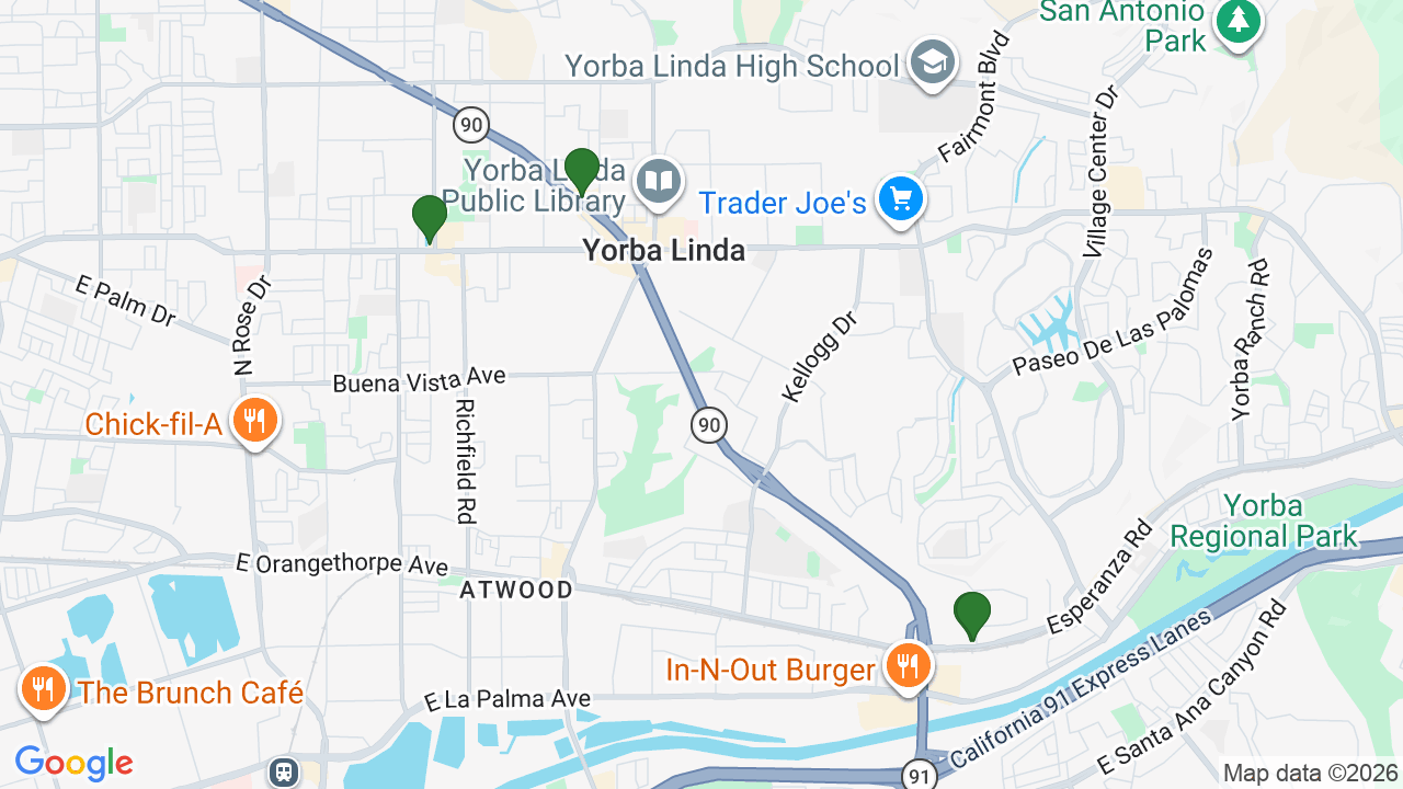 Map of E85 stations in Yorba Linda, CA