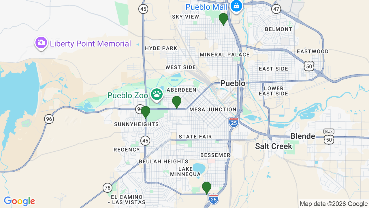 Map of E85 stations in Pueblo, CO