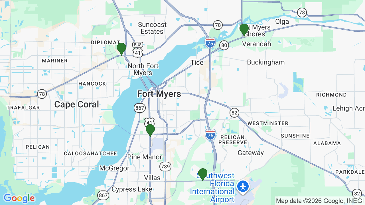 Map of E85 stations in Fort Myers, FL