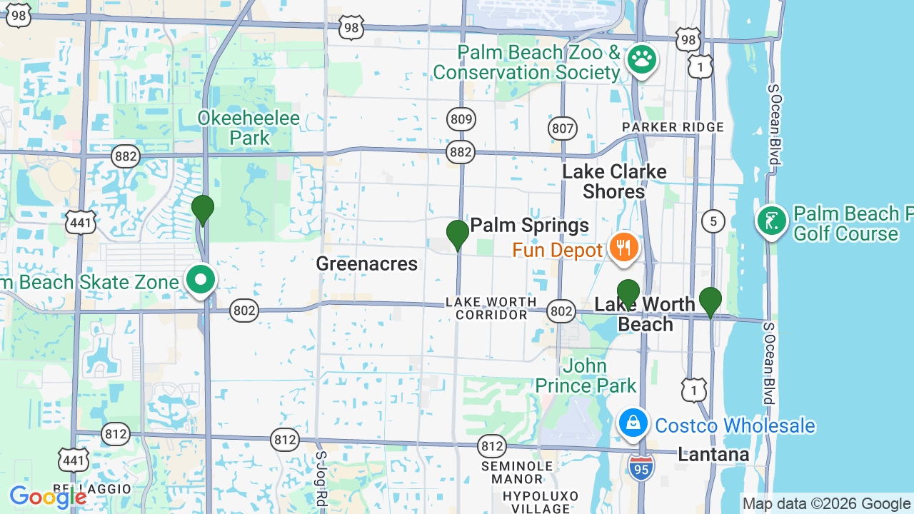 Map of E85 stations in Lake Worth, FL