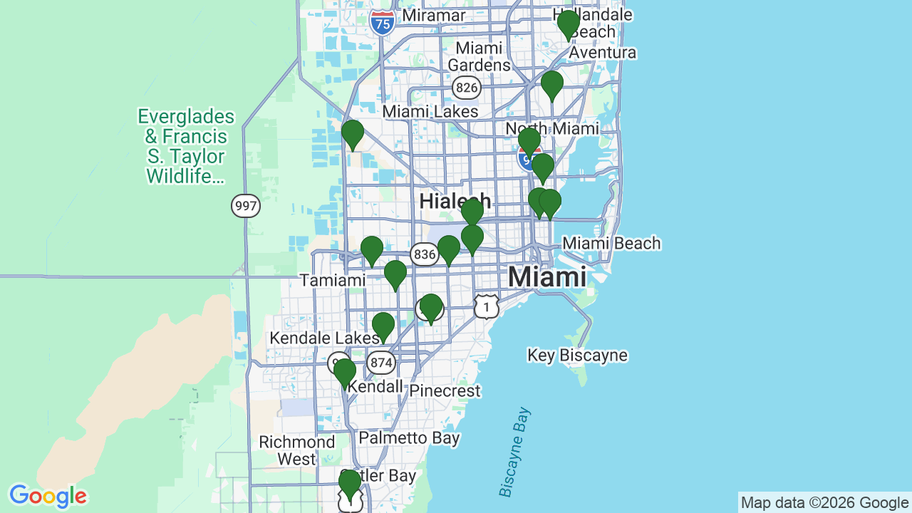 Map of E85 stations in Miami, FL