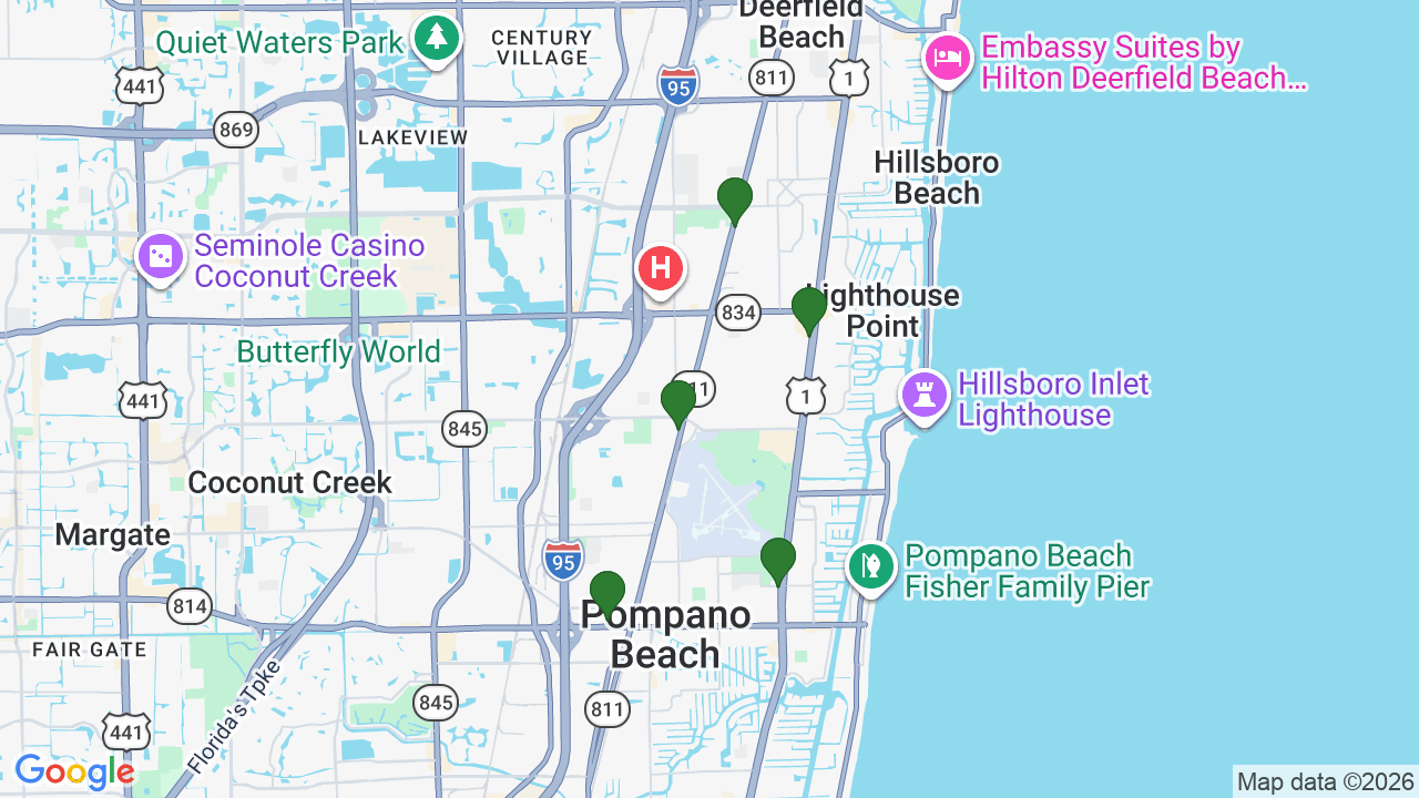 Map of E85 stations in Pompano Beach, FL