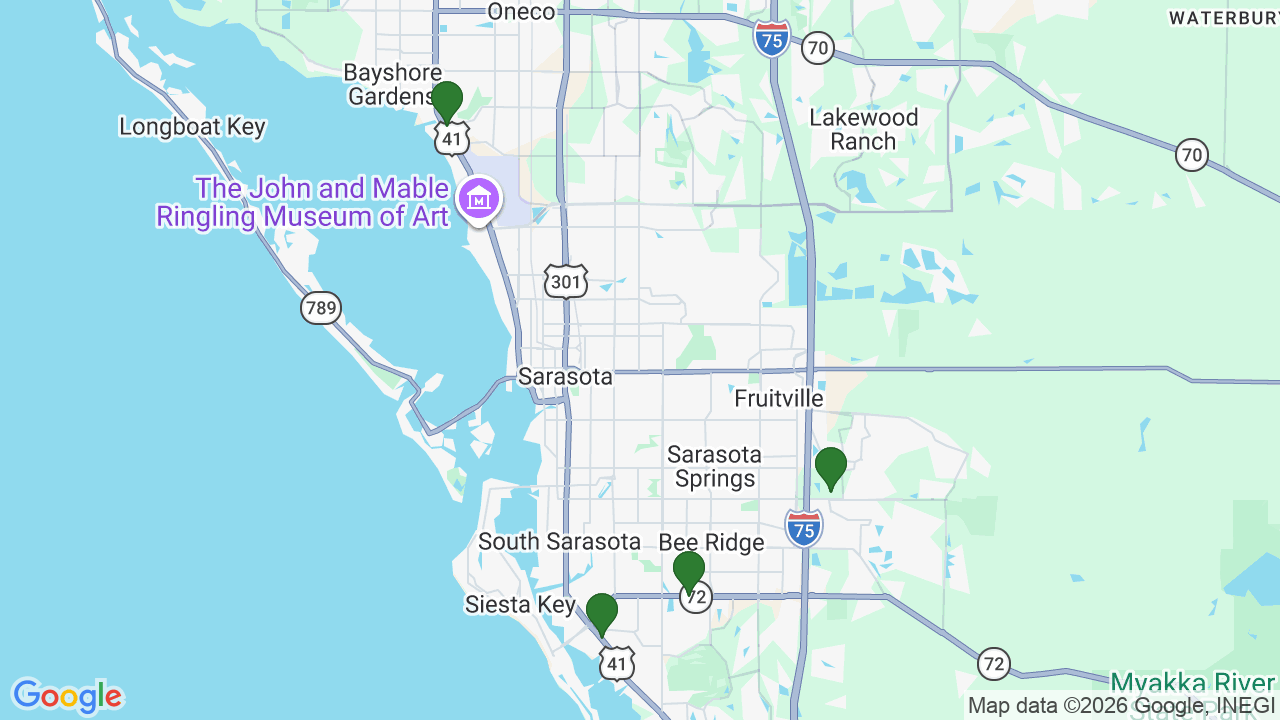 Map of E85 stations in Sarasota, FL