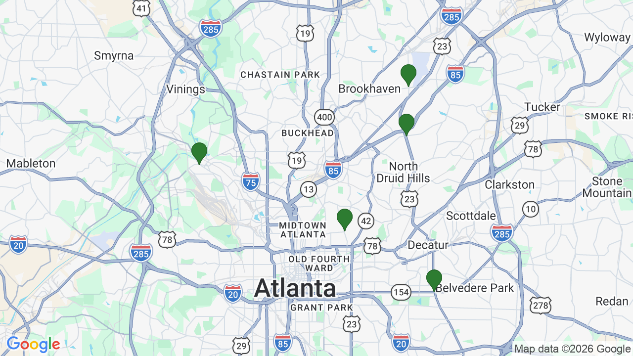 Map of E85 stations in Atlanta, GA