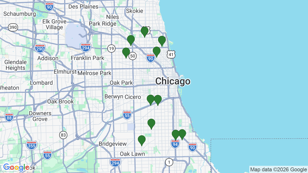Map of E85 stations in Chicago, IL