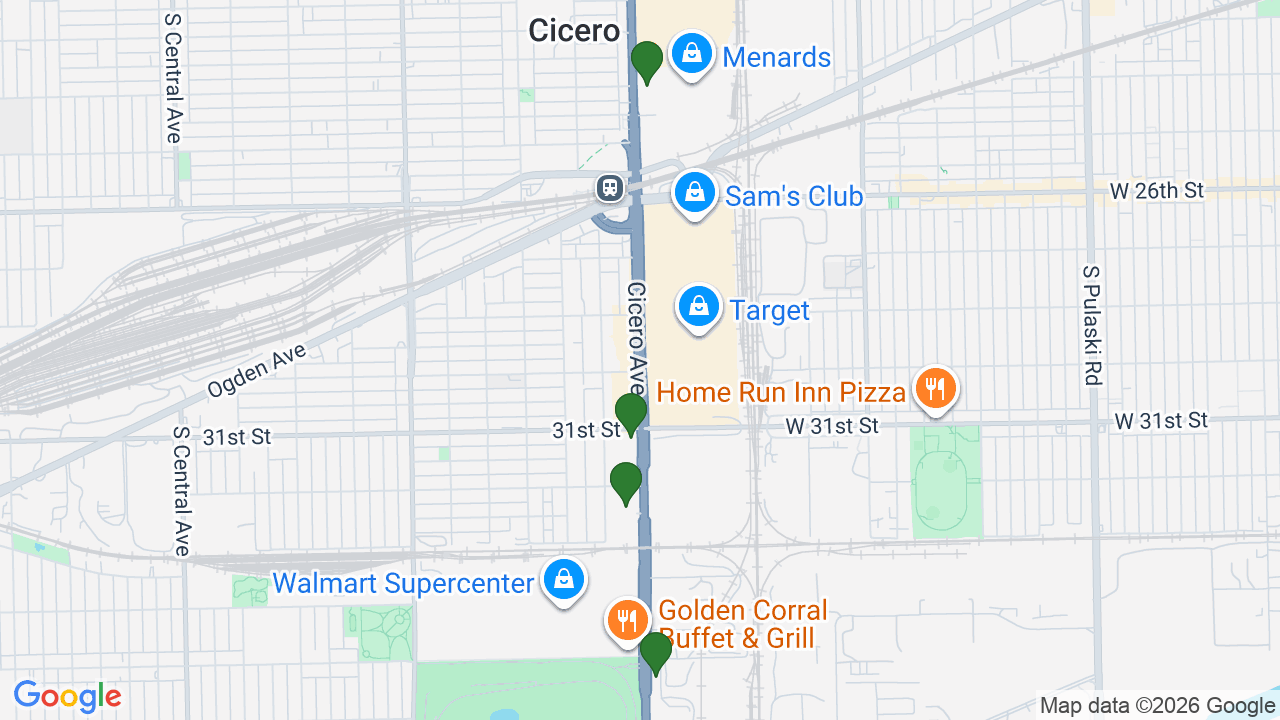 Map of E85 stations in Cicero, IL