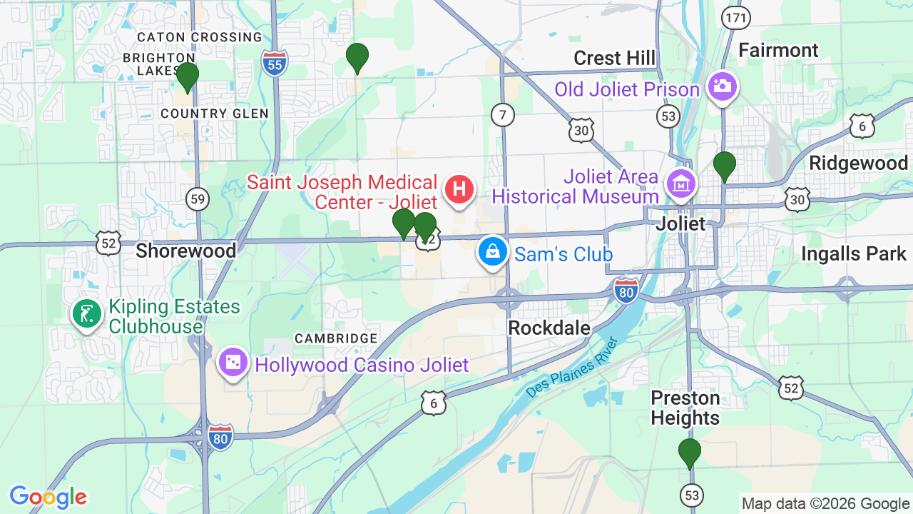 Map of E85 stations in Joliet, IL