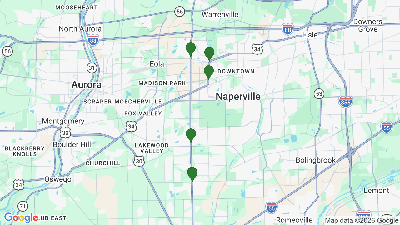 Map of E85 stations in Naperville, IL