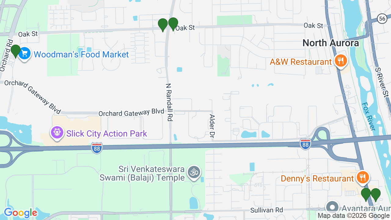 Map of E85 stations in North Aurora, IL