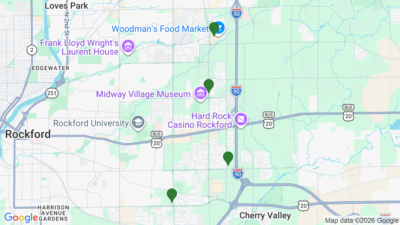 Map of E85 stations in Rockford, IL