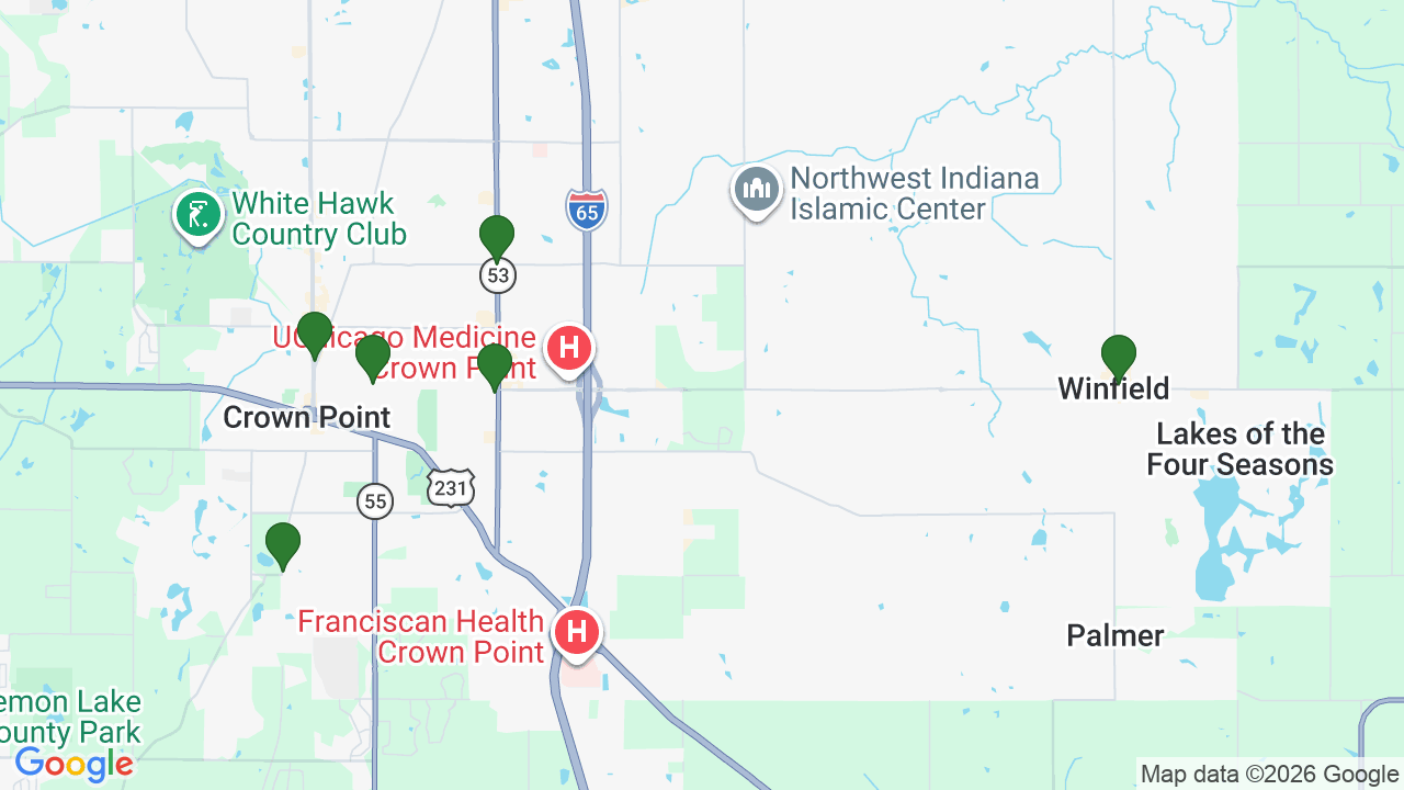 Map of E85 stations in Crown Point, IN