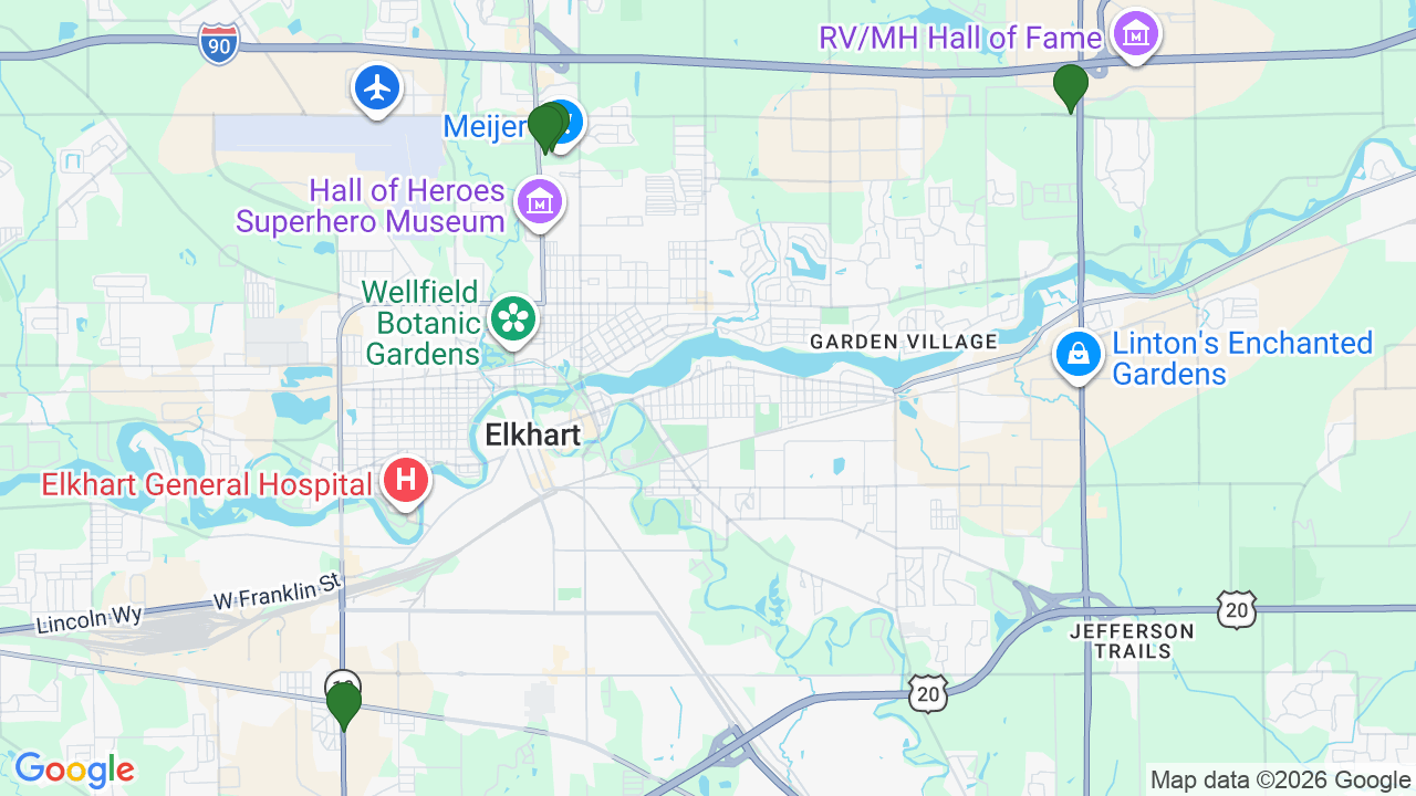 Map of E85 stations in Elkhart, IN