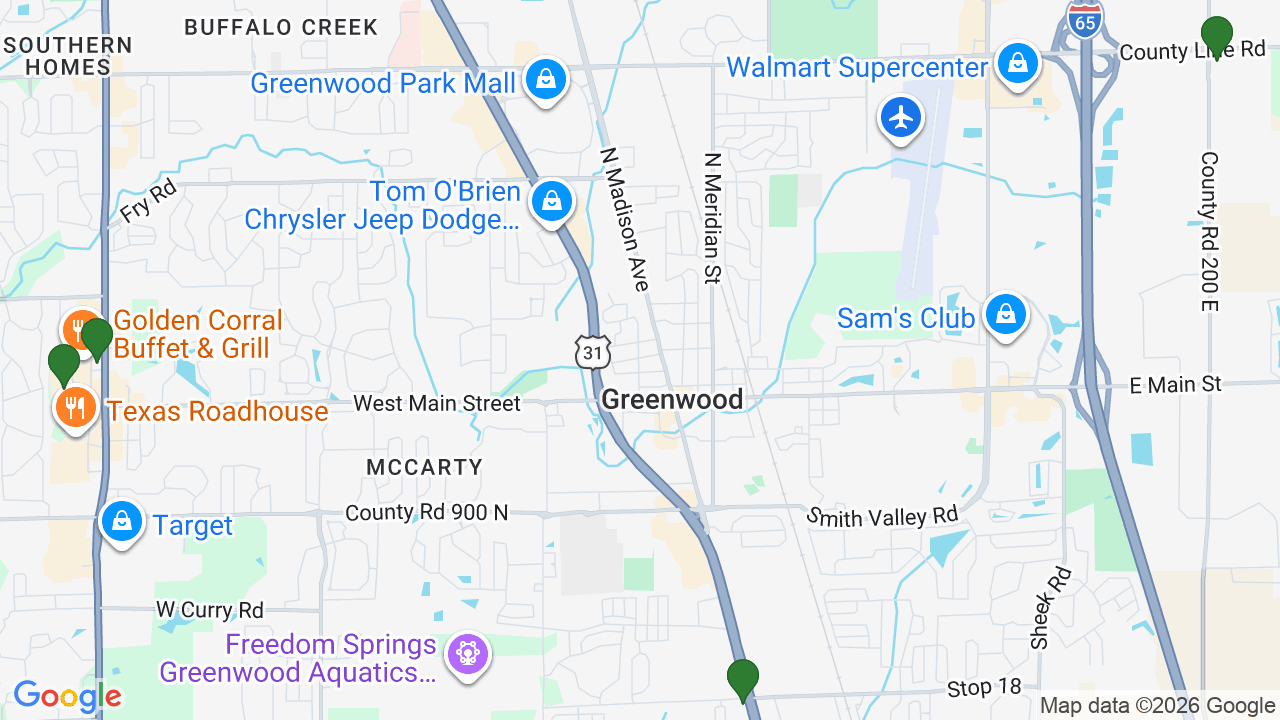 Map of E85 stations in Greenwood, IN
