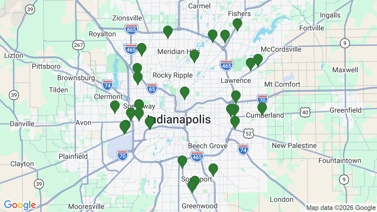 Map of E85 stations in Indianapolis, IN
