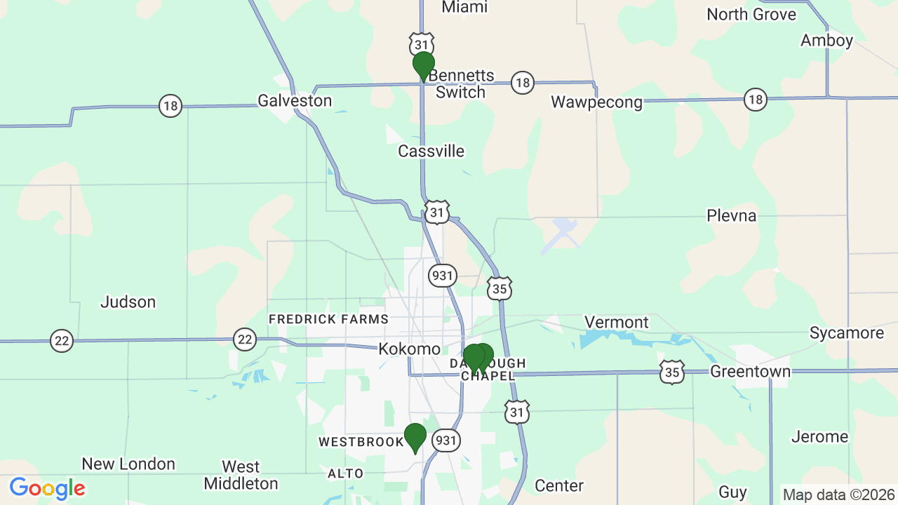 Map of E85 stations in Kokomo, IN