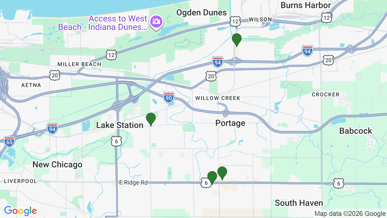 Map of E85 stations in Portage, IN