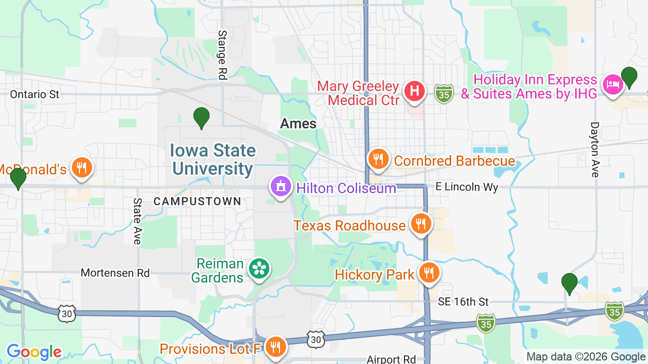 Map of E85 stations in Ames, IA