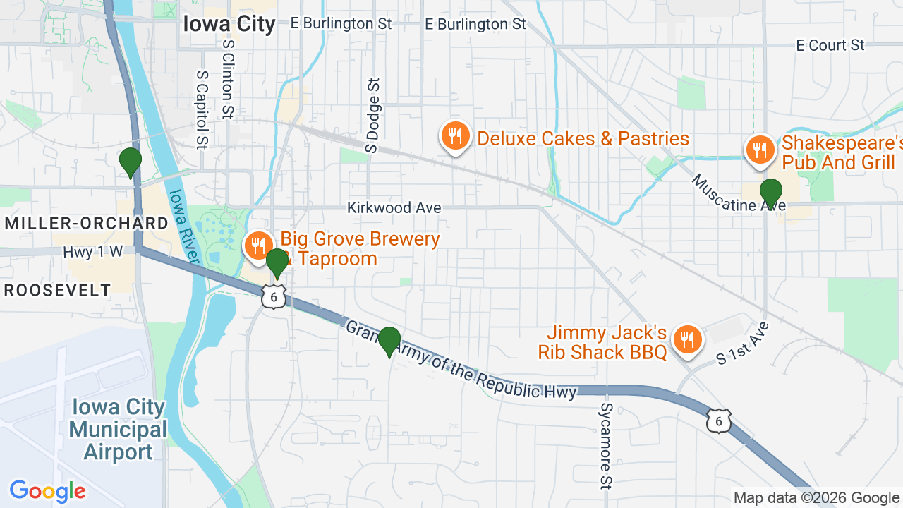 Map of E85 stations in Iowa City, IA