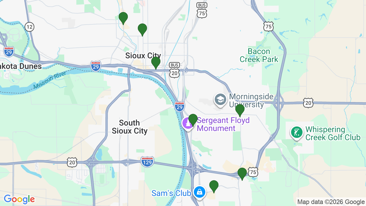 Map of E85 stations in Sioux City, IA