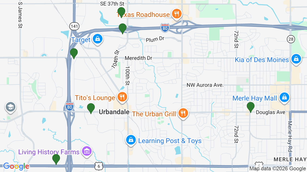 Map of E85 stations in Urbandale, IA