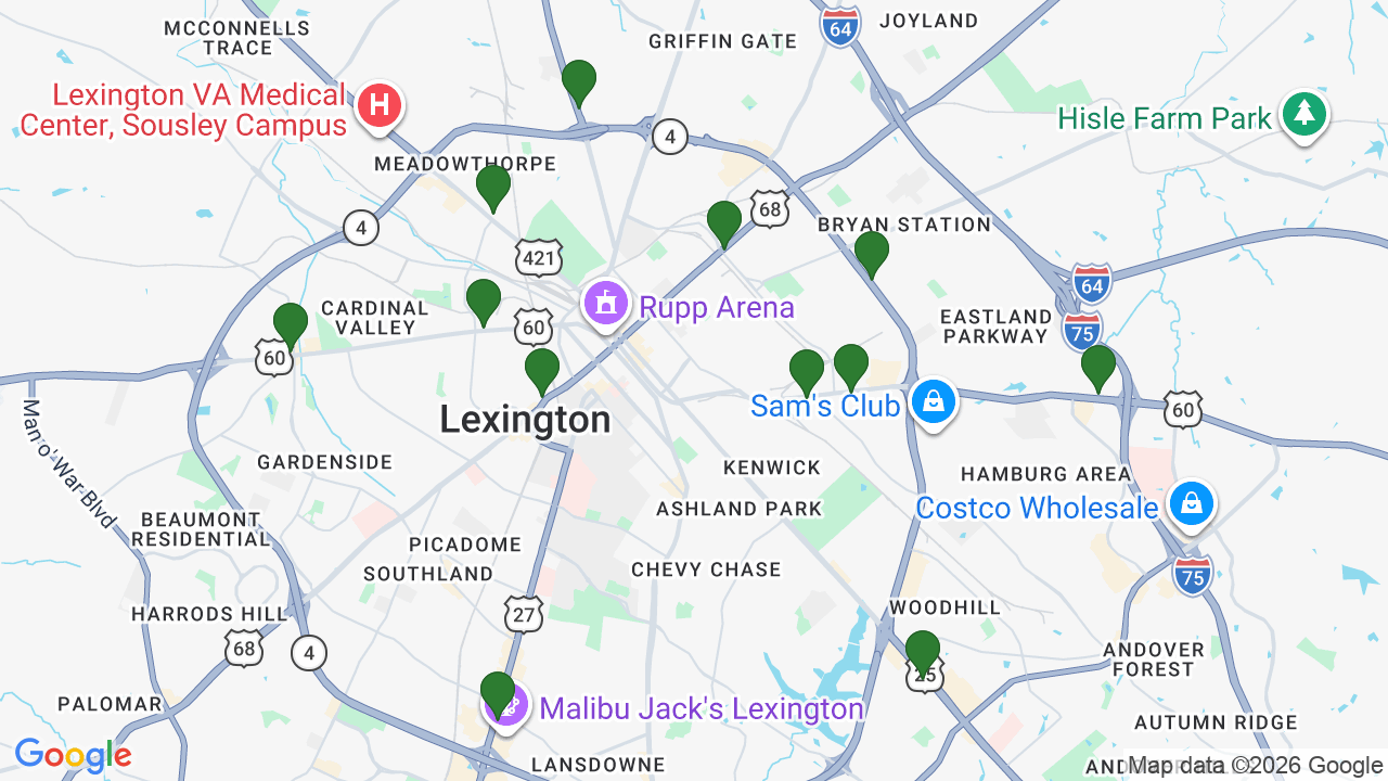 Map of E85 stations in Lexington, KY