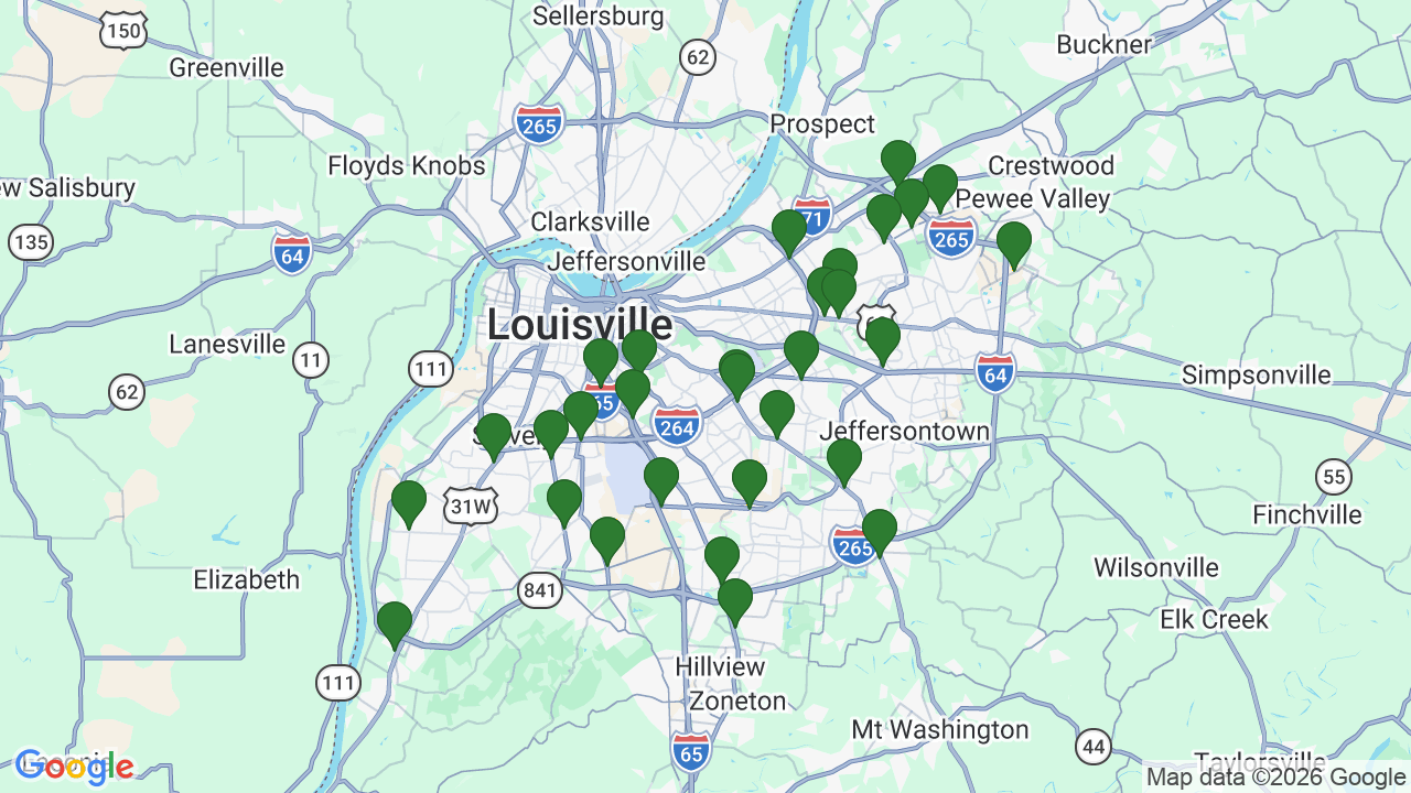 Map of E85 stations in Louisville, KY