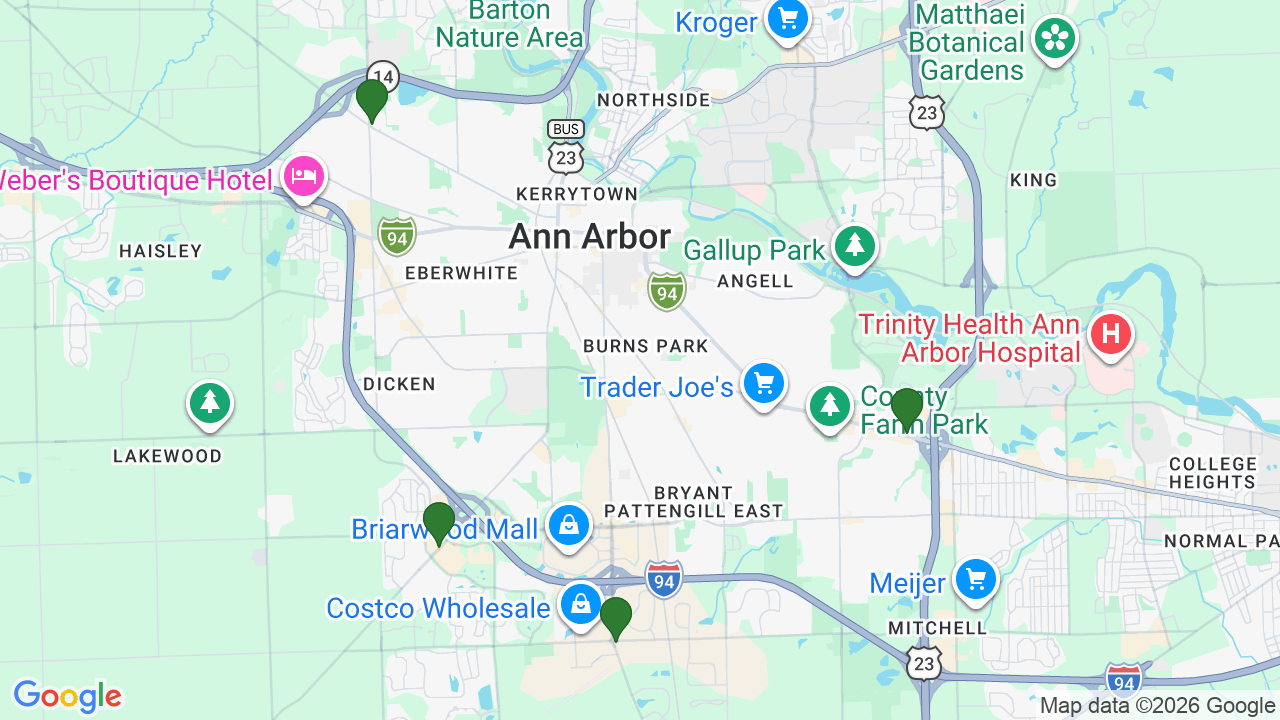 Map of E85 stations in Ann Arbor, MI