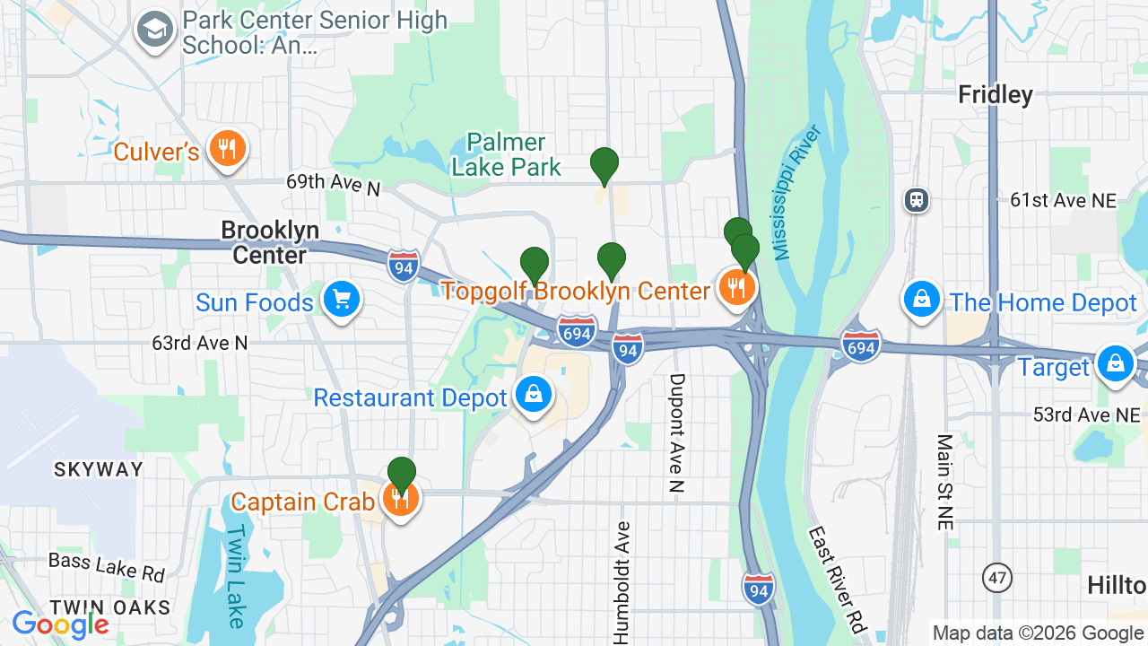 Map of E85 stations in Brooklyn Center, MN