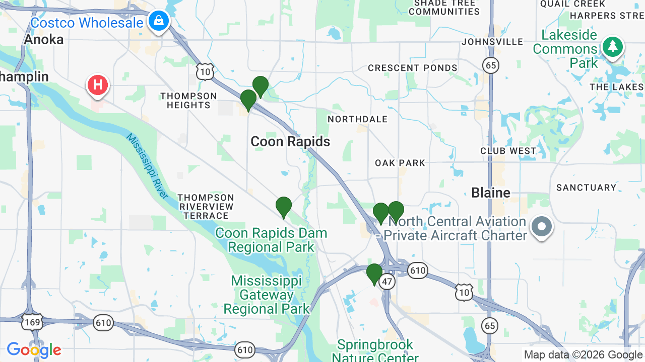 Map of E85 stations in Coon Rapids, MN