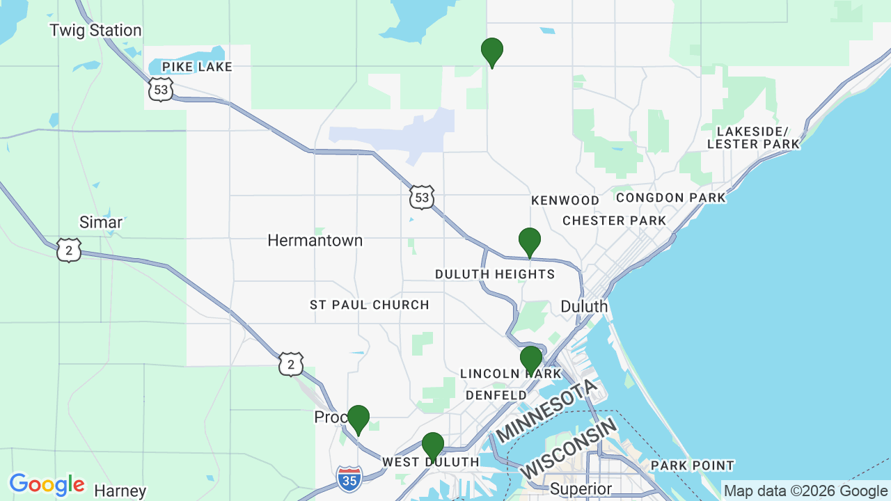 Map of E85 stations in Duluth, MN