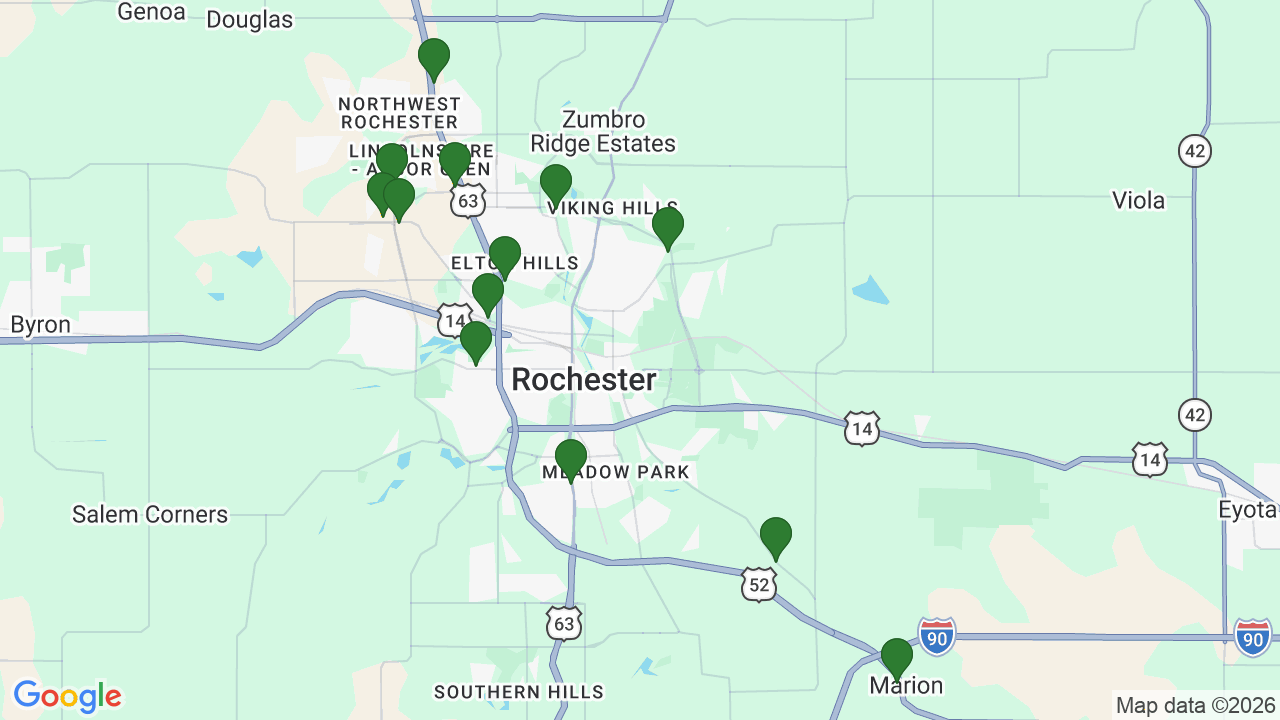 Map of E85 stations in Rochester, MN